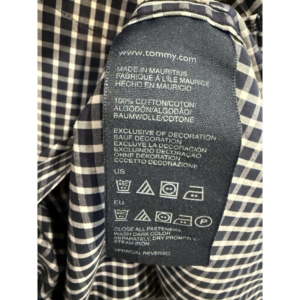 Tommy Hilfiger XXL Dress Shirt Blue White Plaid 80's 2 Ply Preppy Prep Classic - Picture 10 of 11